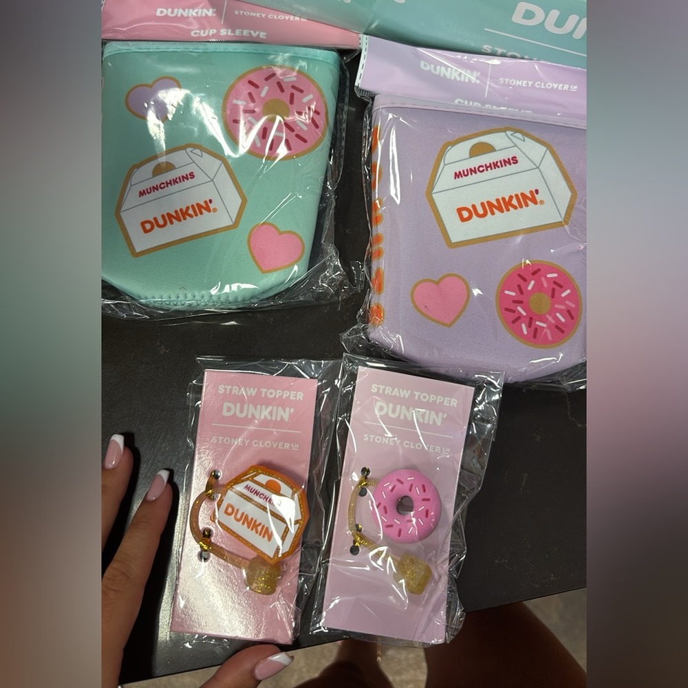 Dunkin' Cup Sleeves and Straw Toppers